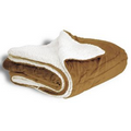Micro Mink Sherpa Blanket 50"X60" (Embroidered)--Camel Brown ***FREE RUSH***